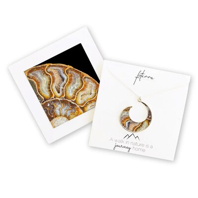 Nautilus Shell Necklace - Wave shape - new world pendant - Fossil Close Up - Custom Keepsake Jewelry - Foterra Jewelry - image2